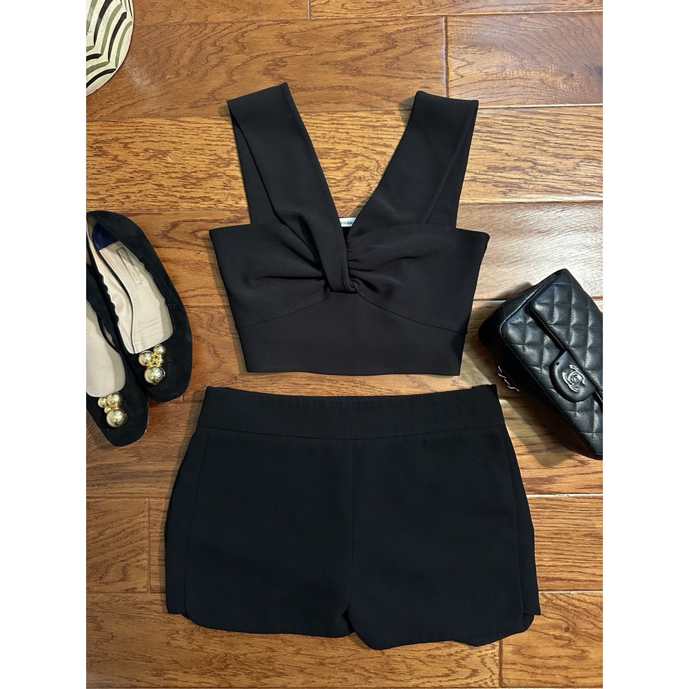 Abercrombie & Fitch Black Twist Front Crop Top V Neck Tank Womens Size M